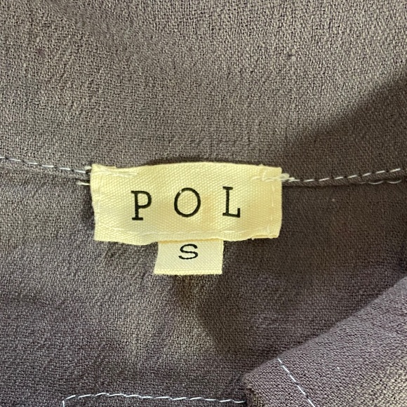 NWOT POL Gray Lavender Sheer Lace Romantic Blouse top shirt button up oversized - Picture 16 of 17